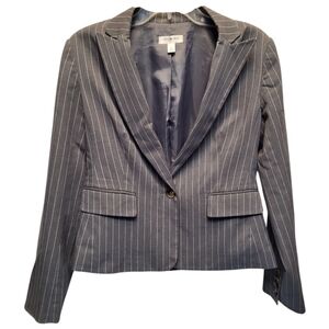 Isaac Mizrahi Gray and White Pinstripe Structured Blazer - Size S